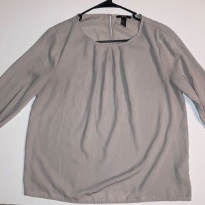 Forever 21 Tan/Cream Long Sleeve Blouse